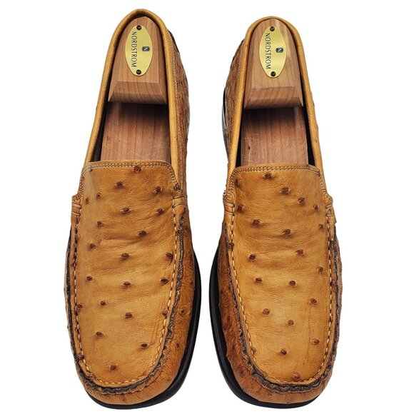 Italy Calzoleria Toscana Mens size 6.5 Brown Ostrich Leather loafer dress shoes Italy Calzoleria Toscana Mens size 6.5 Brown Ostrich Leather  main image 3